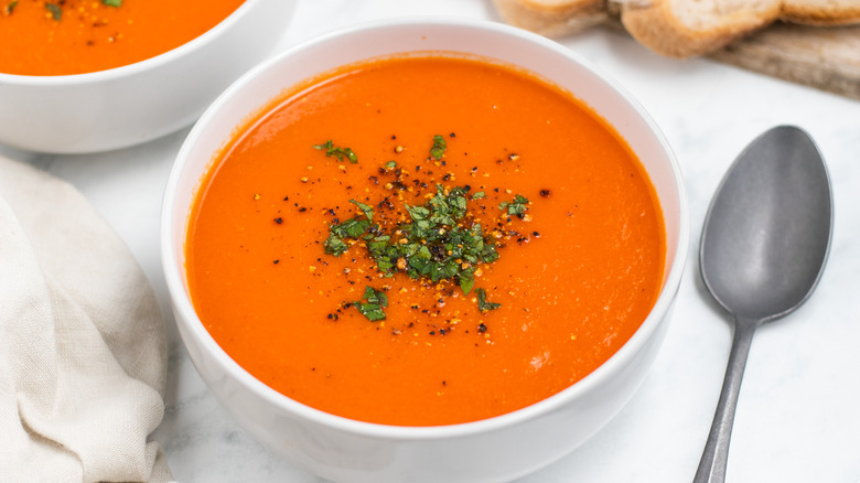 tomato soup in bowl