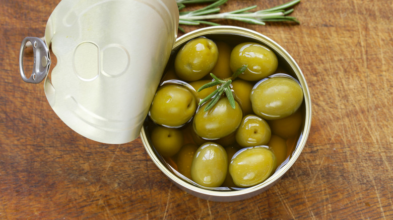 Canned green olives