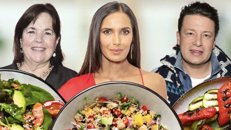 Celebrity chefs with their salads