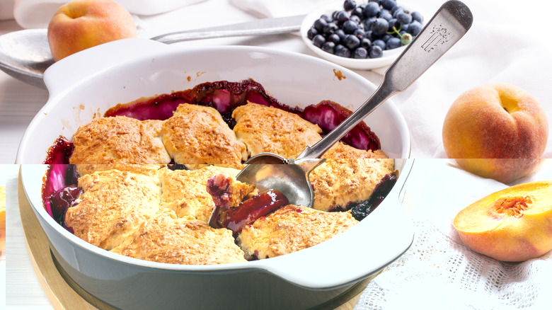 Fruit cobbler with biscuit topping