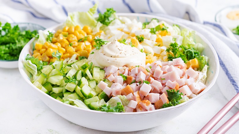 chopped salad with various ingredients