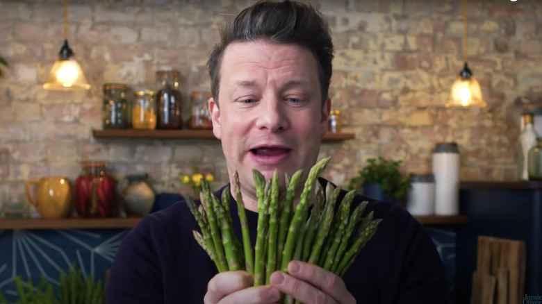 Jamie Oliver with asparagus