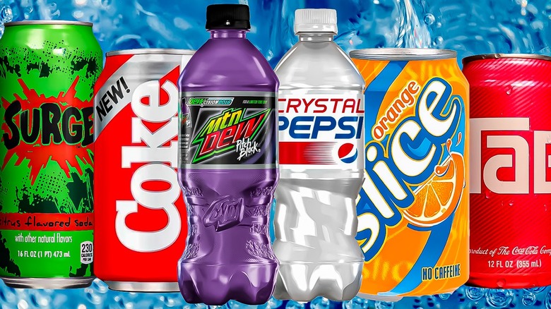 Composite image of discontinued soda brands