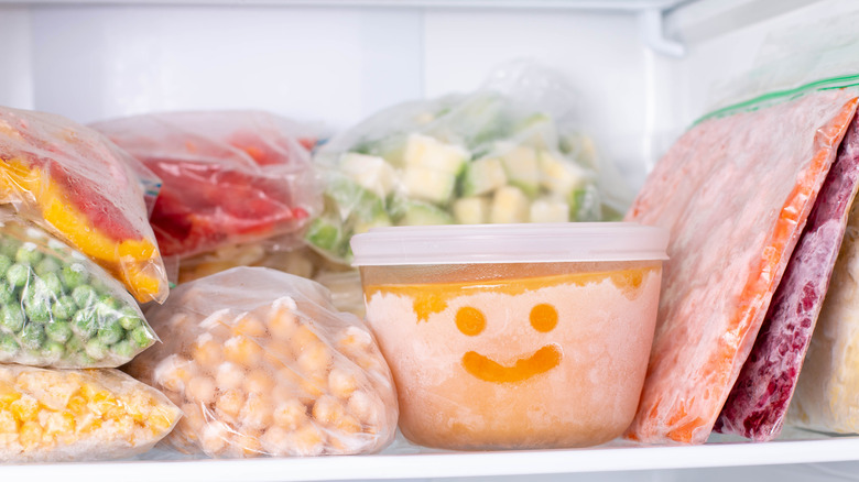 different frozen foods in freezer