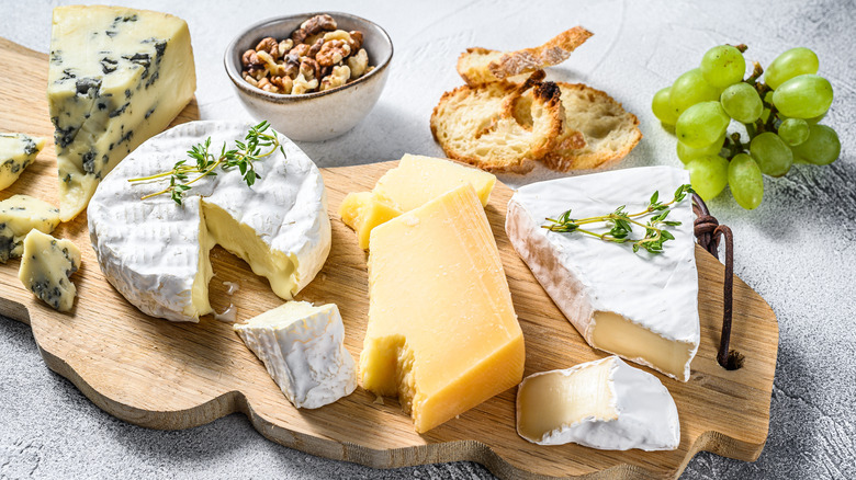 assorted cheese on board