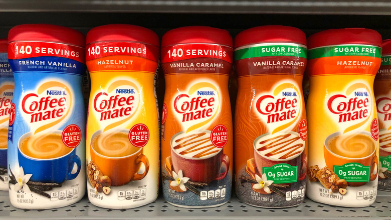 Containers of Coffee Mate creamer