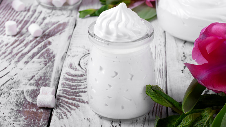 Marshmallow fluff in a jar