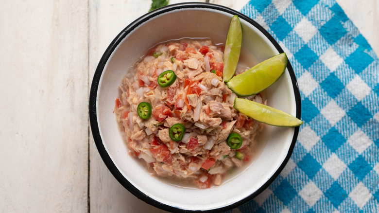 bowl of canned tuna ceviche