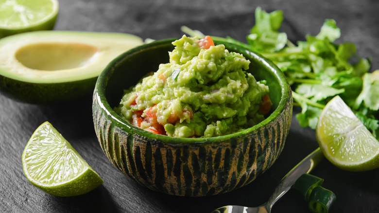 Bowl of guacamole and avocado
