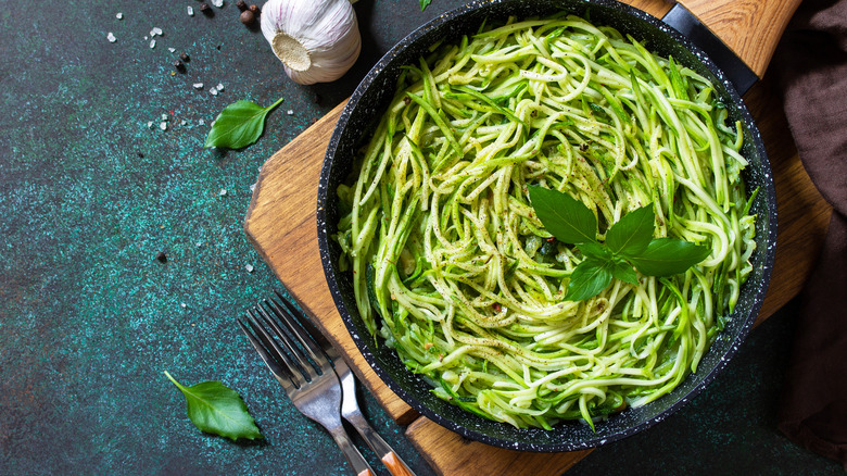 zucchini noodle dish in pot