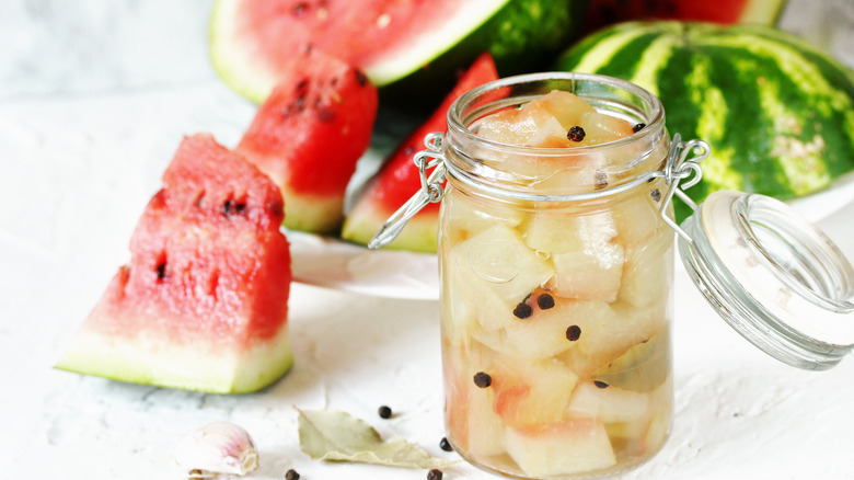 Pickled watermelon rinds