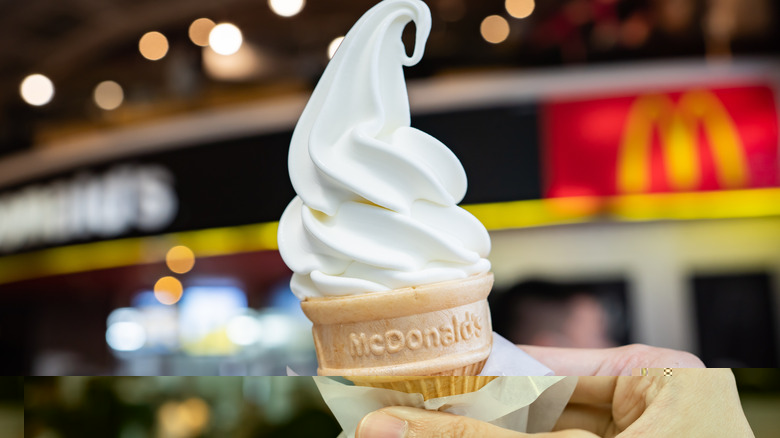 McDonald's soft serve ice cream in a cone