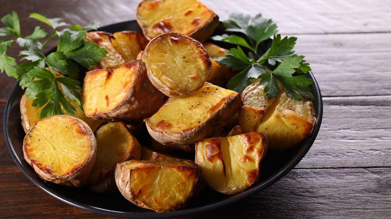 plate of roasted potatoes