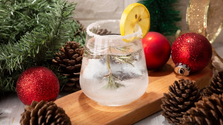 Cocktail with frozen rosemary