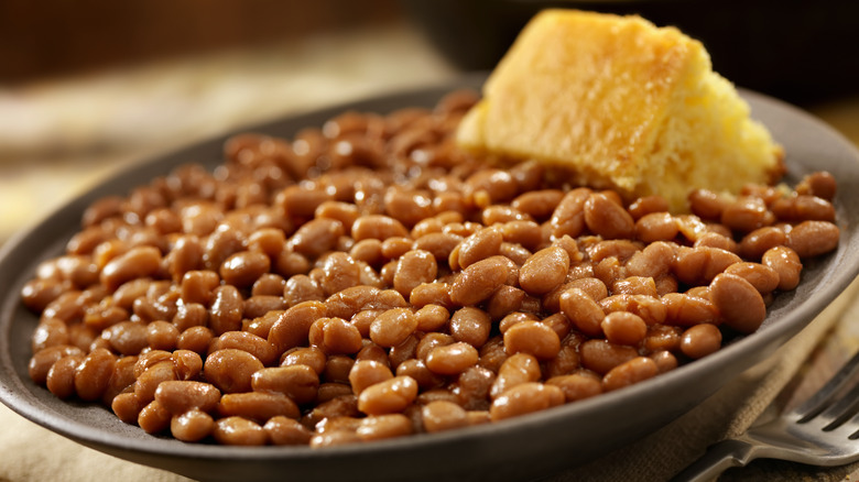 dish of baked beans