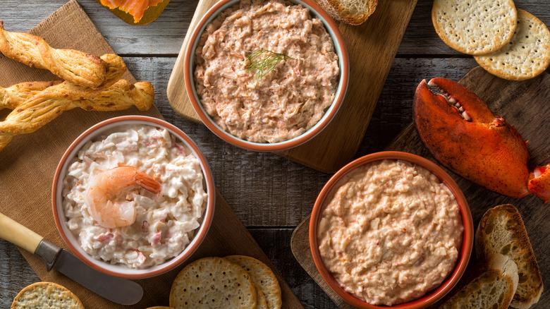 Array of seafood dips