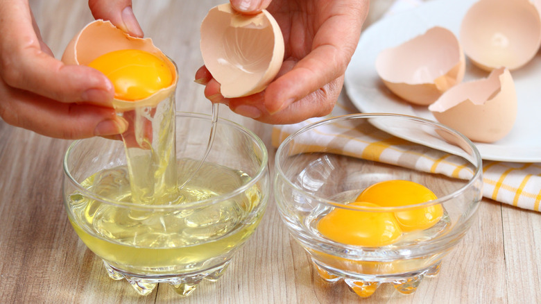 eggs separated into yolks and whites