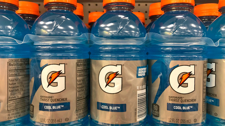 Bottles of cool blue Gatorade