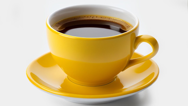 Coffee in a yellow cup
