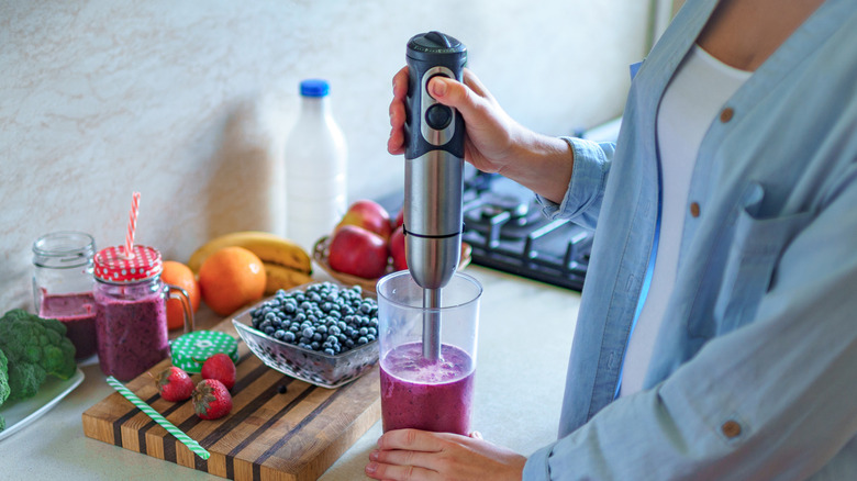 Immersion blender in a smoothie