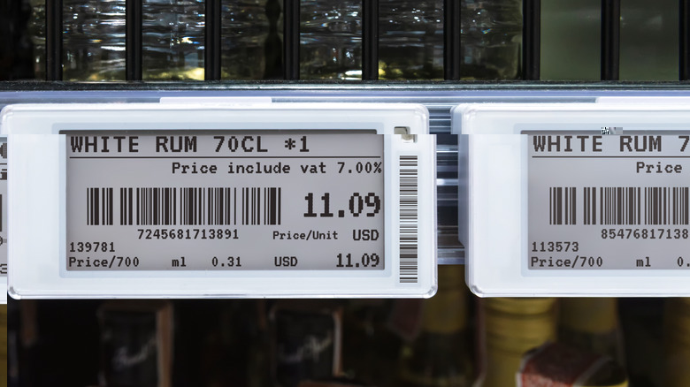 grocery shelf price label with price per unit