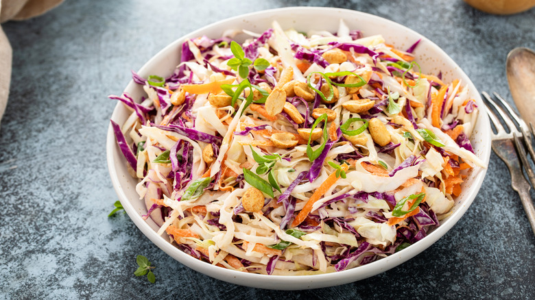 Close up of coleslaw
