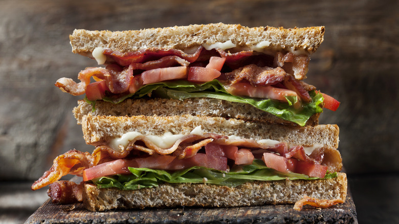 Two BLT slices stacked