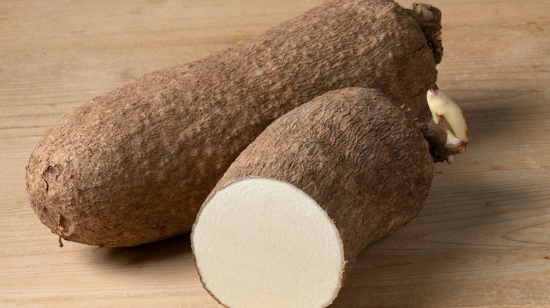 African yam sliced and whole