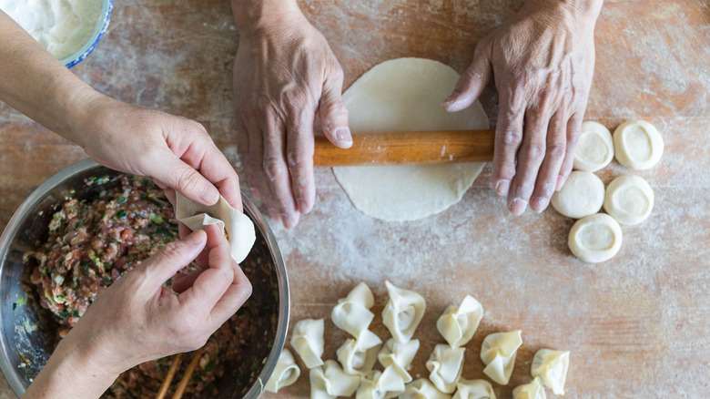 making dumplings by hand