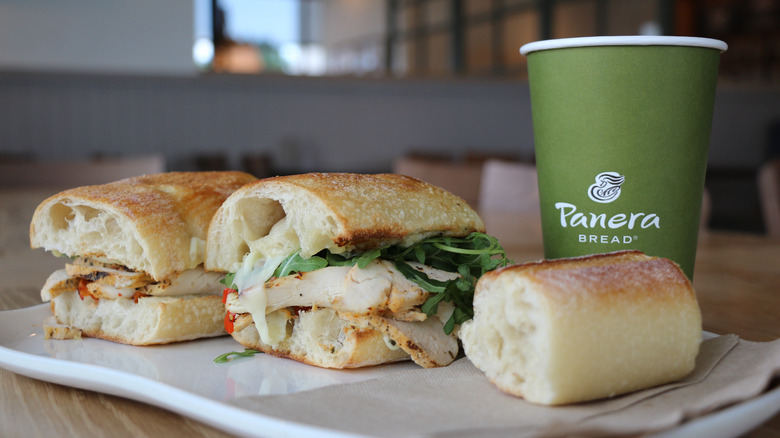 Panera sandwiches and cup