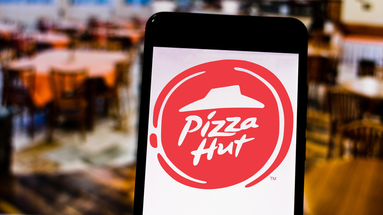Pizza Hut logo on phone