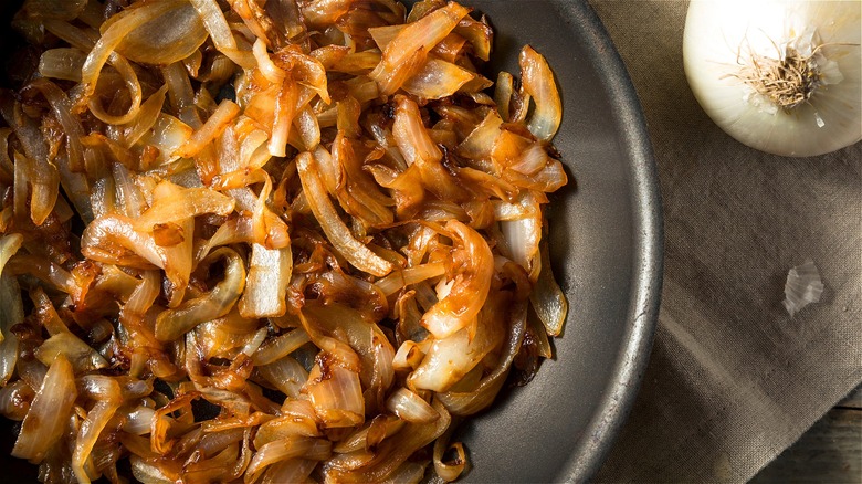 Caramelized onions in skillet 