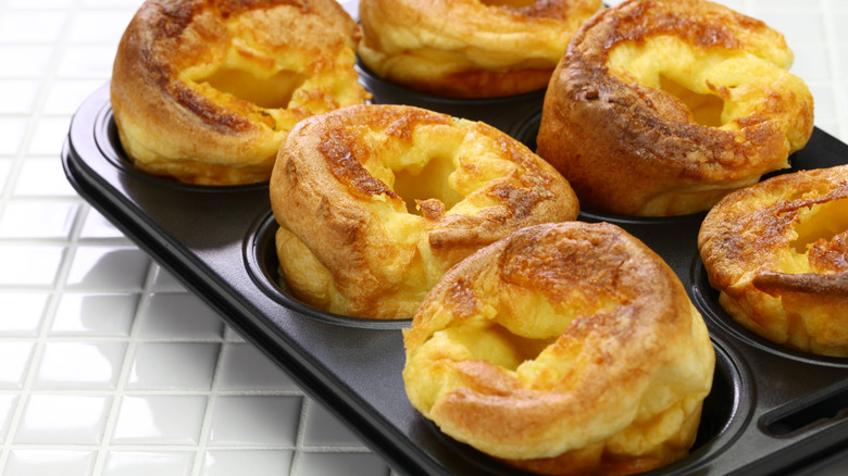 Yorkshire puddings in muffin tin