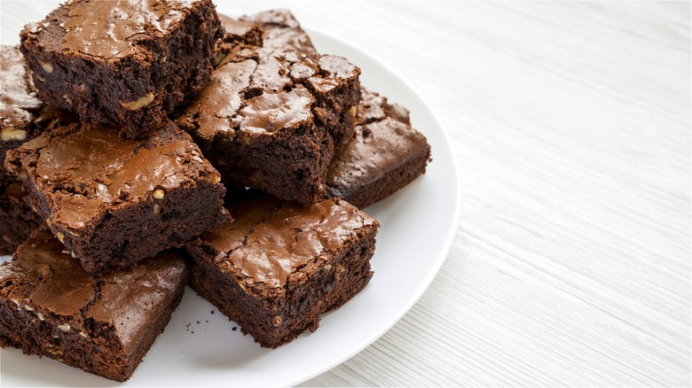Brownies on a white plate