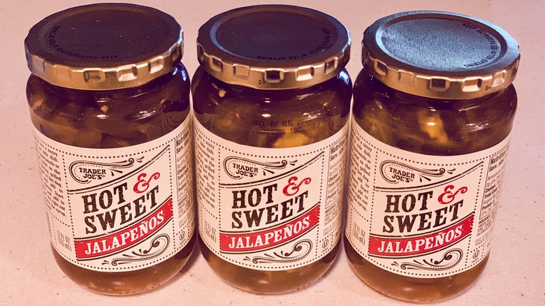 three jars of hot and sweet jalapenos