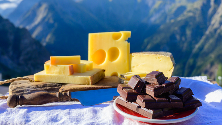 Swiss cheese paired with chocolate