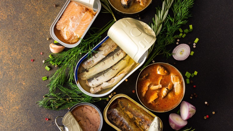 Assortment of canned fish