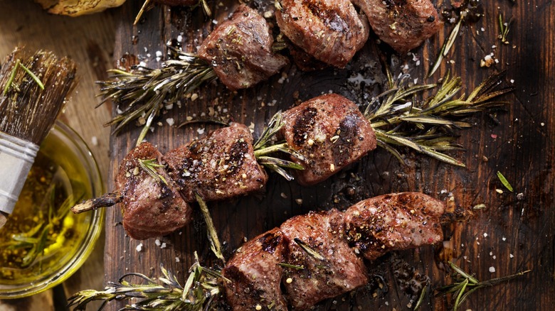 Meat Kababs with rosemary skewers