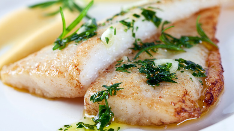Fish with herb sauce