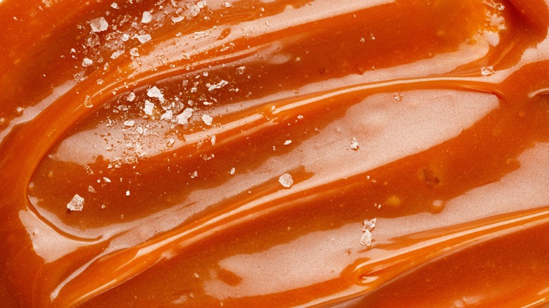 Caramel close up with salt