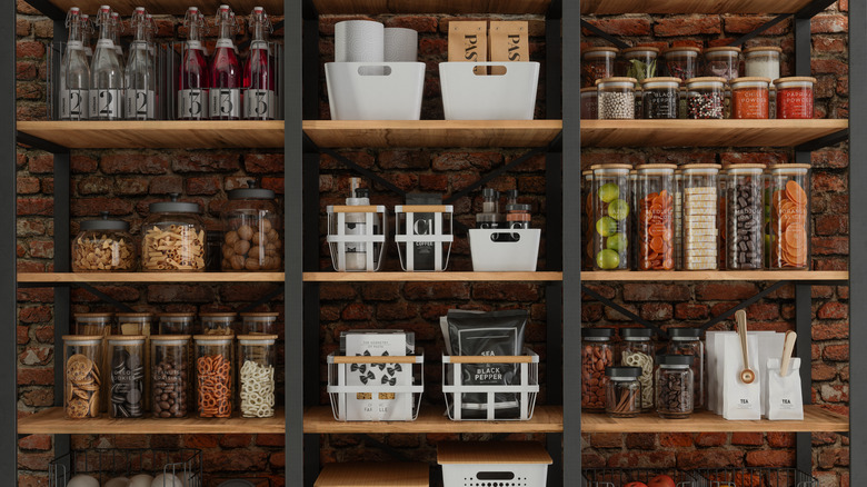 organized pantry with food items