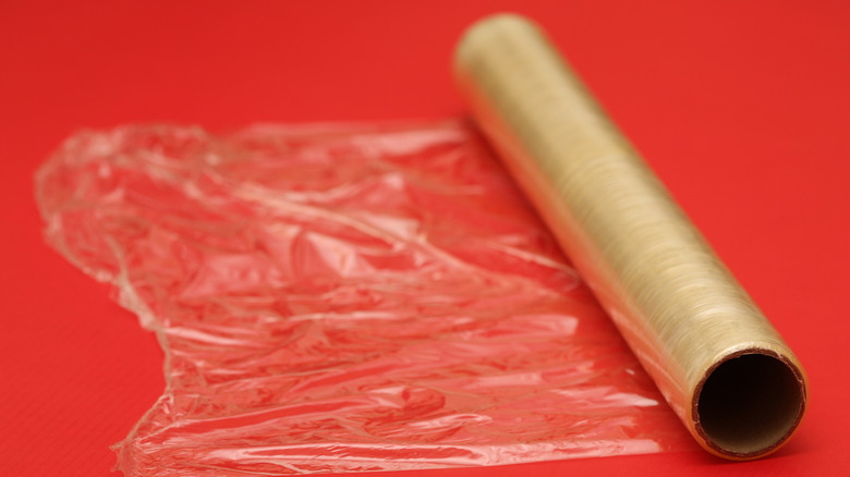 a roll of plastic wrap