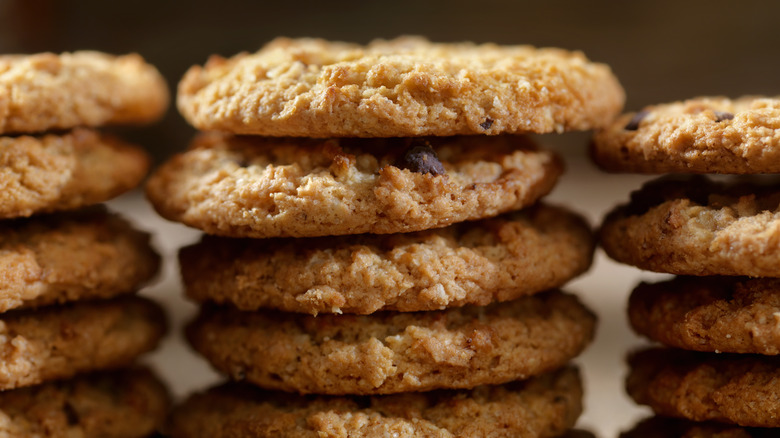A stack of oatmeal cookies