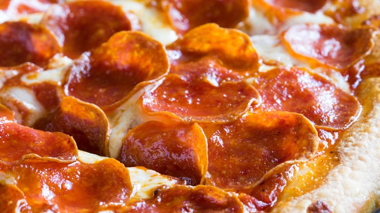 Pepperoni pizza close-up