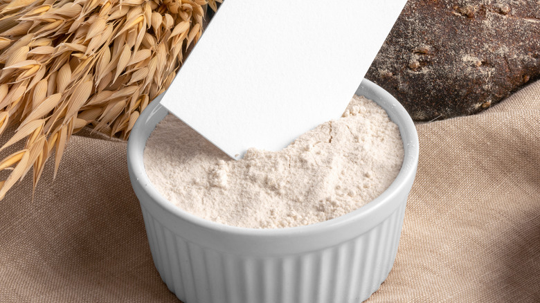 Ramekin filled with flour