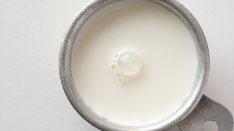 Heavy cream in silver bowl