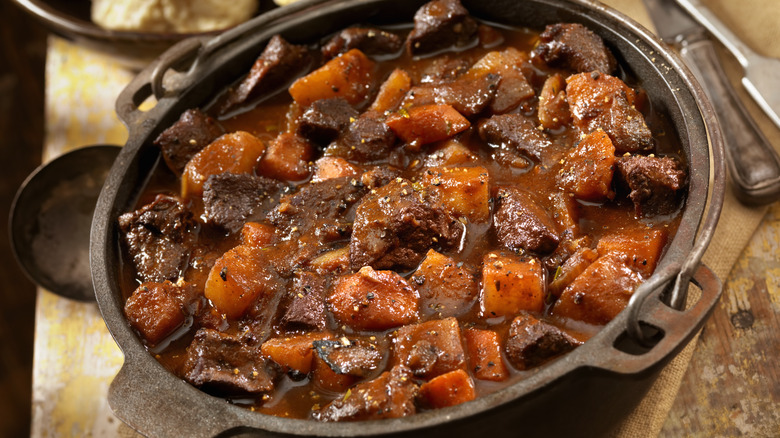 Beef stew in a pot