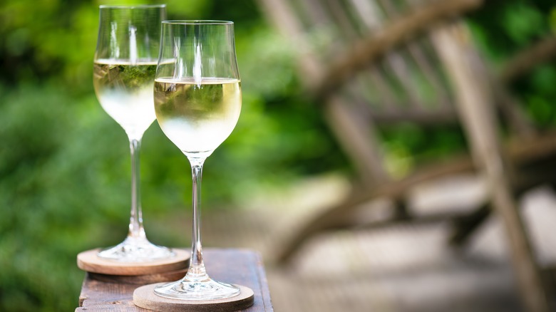 Two glasses of chilled white wine