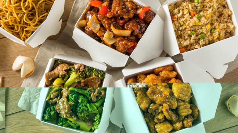 Chinese takeout cartons on table