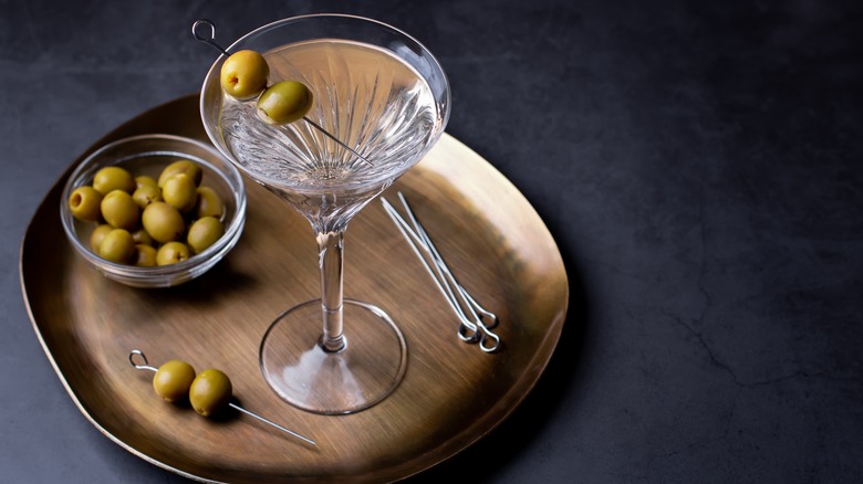 dirty martini garnished with olives